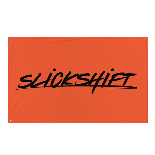 Slick Shift - Full Black Logo Flag (Orange)