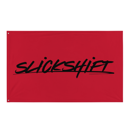 Slick Shift - Full Black Logo Flag (Red)