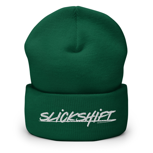Slick Shift - White Logo Cuffed Beanie