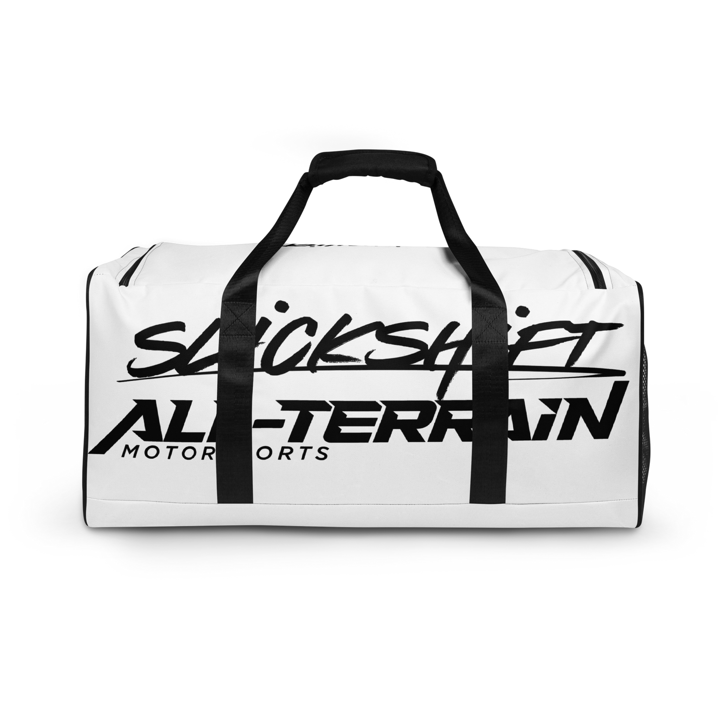 Slick Shift x All Terrain - Black Logo Duffle Bag (White)