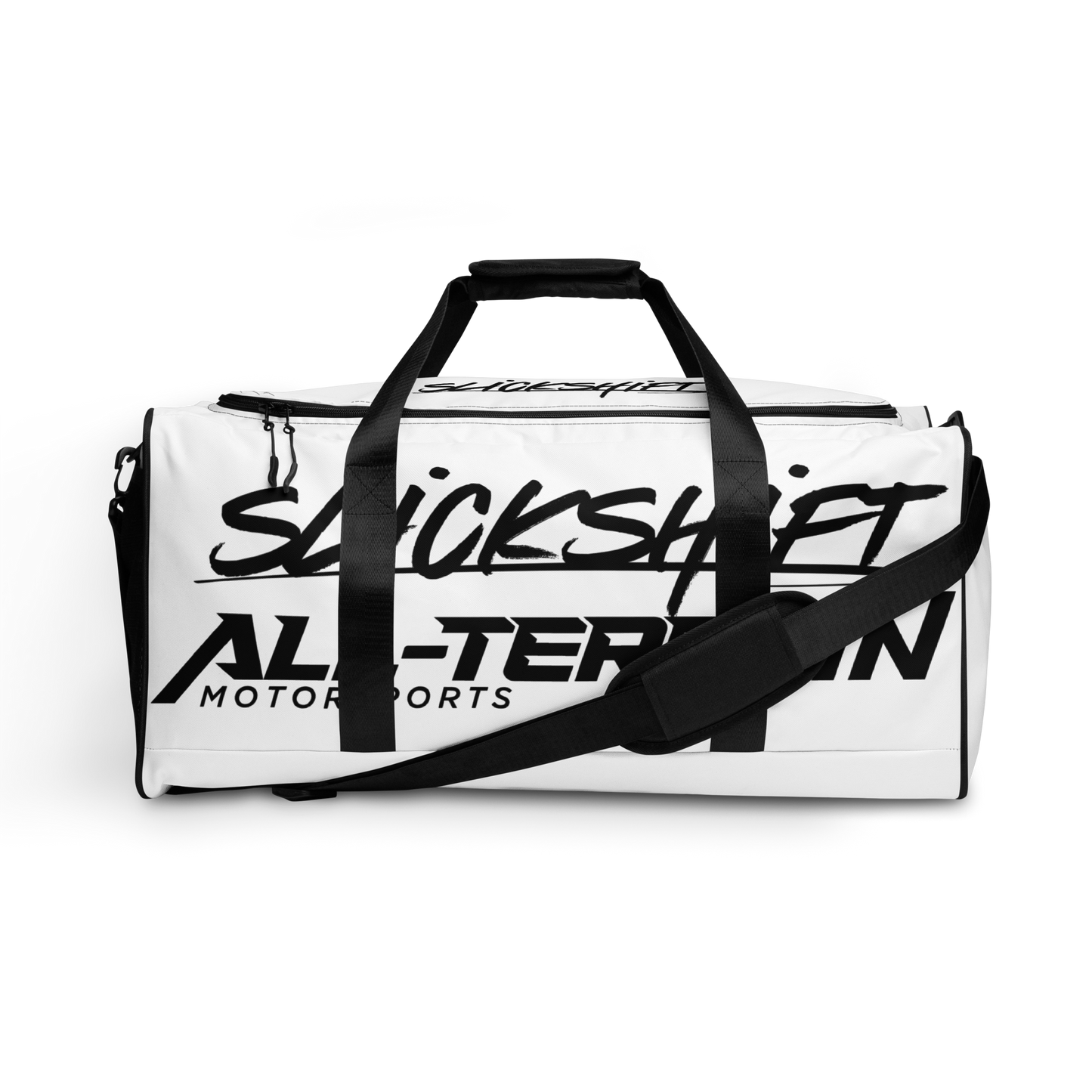 Slick Shift x All Terrain - Black Logo Duffle Bag (White)