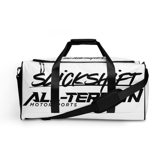 Slick Shift x All Terrain - Black Logo Duffle Bag (White)