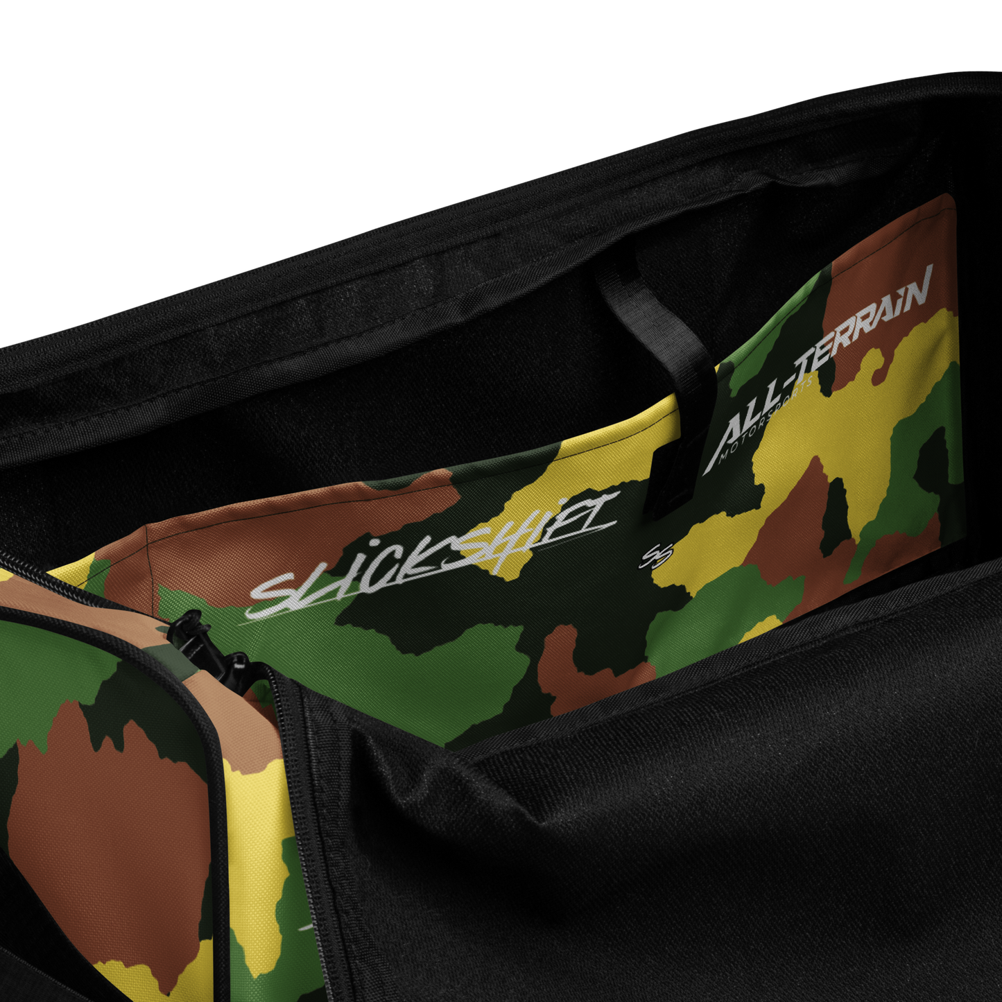 Slick Shift x All Terrain - White Logo Duffle Bag (Camo)