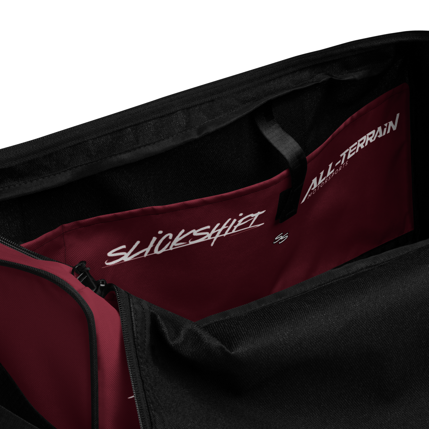 Slick Shift x All Terrain - White Logo Duffle Bag (Maroon)