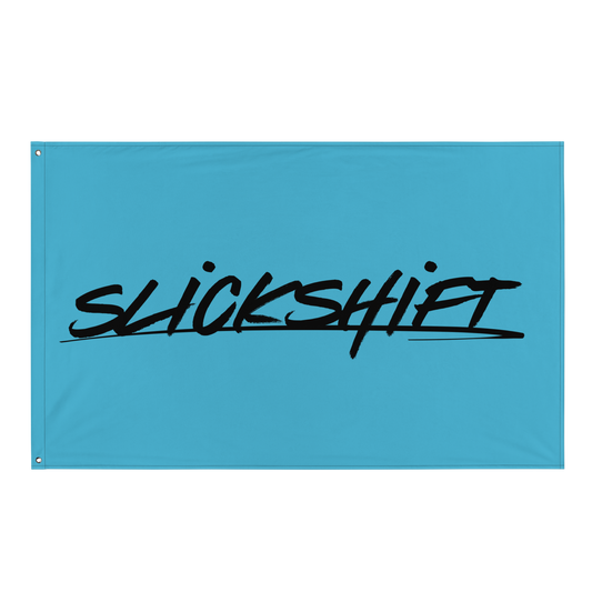 Slick Shift - Full Black Logo Flag (Blue)